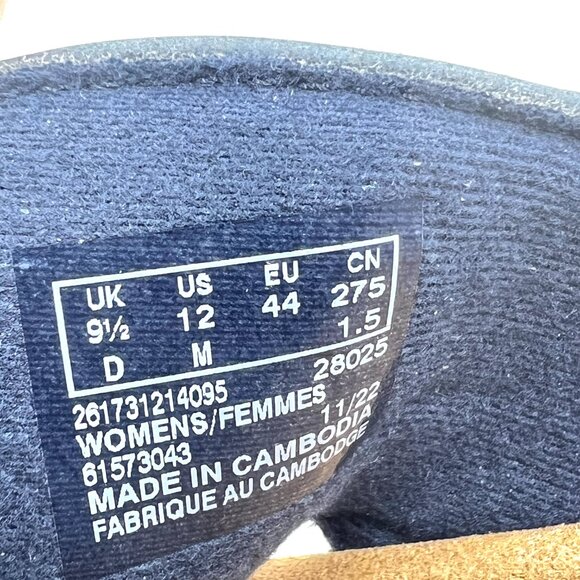 Clarks Womens Size 12‎ Merliah Echo Navy Blue Leather Low Wedges Sandals Shoes - Picture 14 of 14